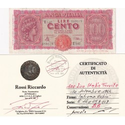 100 LIRE ITALIA TURRITA 10 .12 . 1944  BB